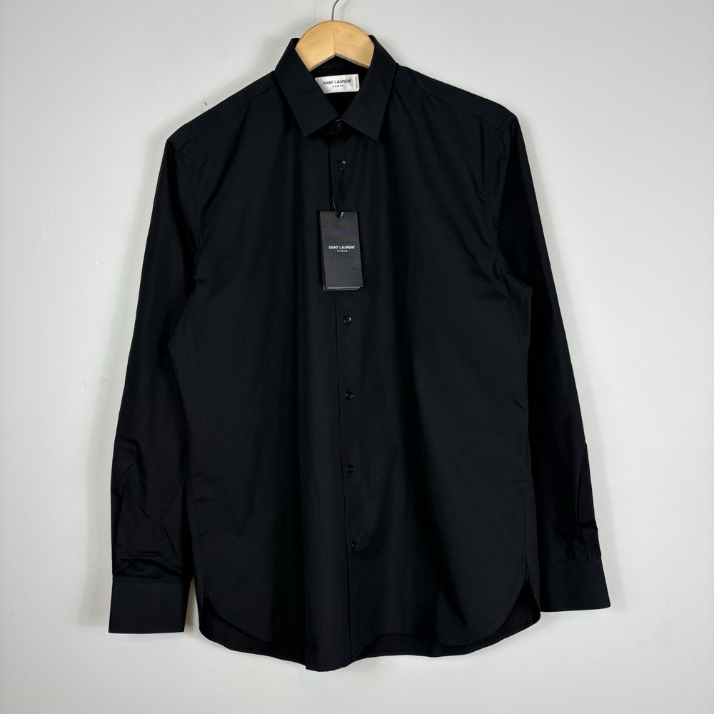 NWT Saint Laurent Paris Black Dress Shirt Long Sleeve Button-Up Men's Sz 39 15.5